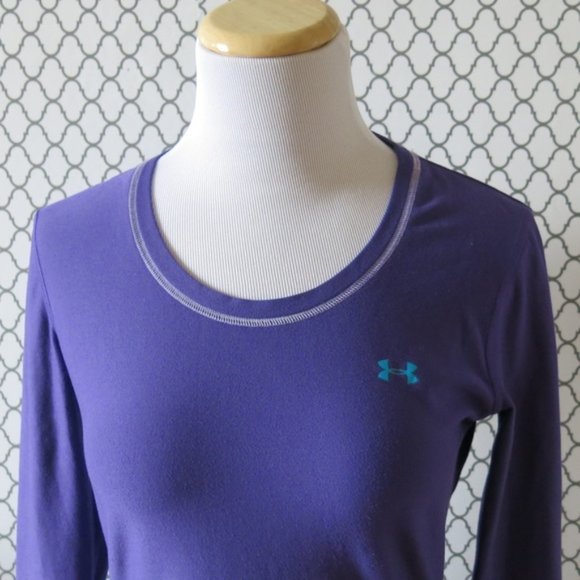 UNDER ARMOUR AllSeasonGear Purple Fitted Long Sleeve Athletic Top - Size Medium - Picture 3 of 6